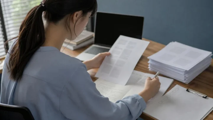 AI記事の下書きと資料を照合して編集する担当者