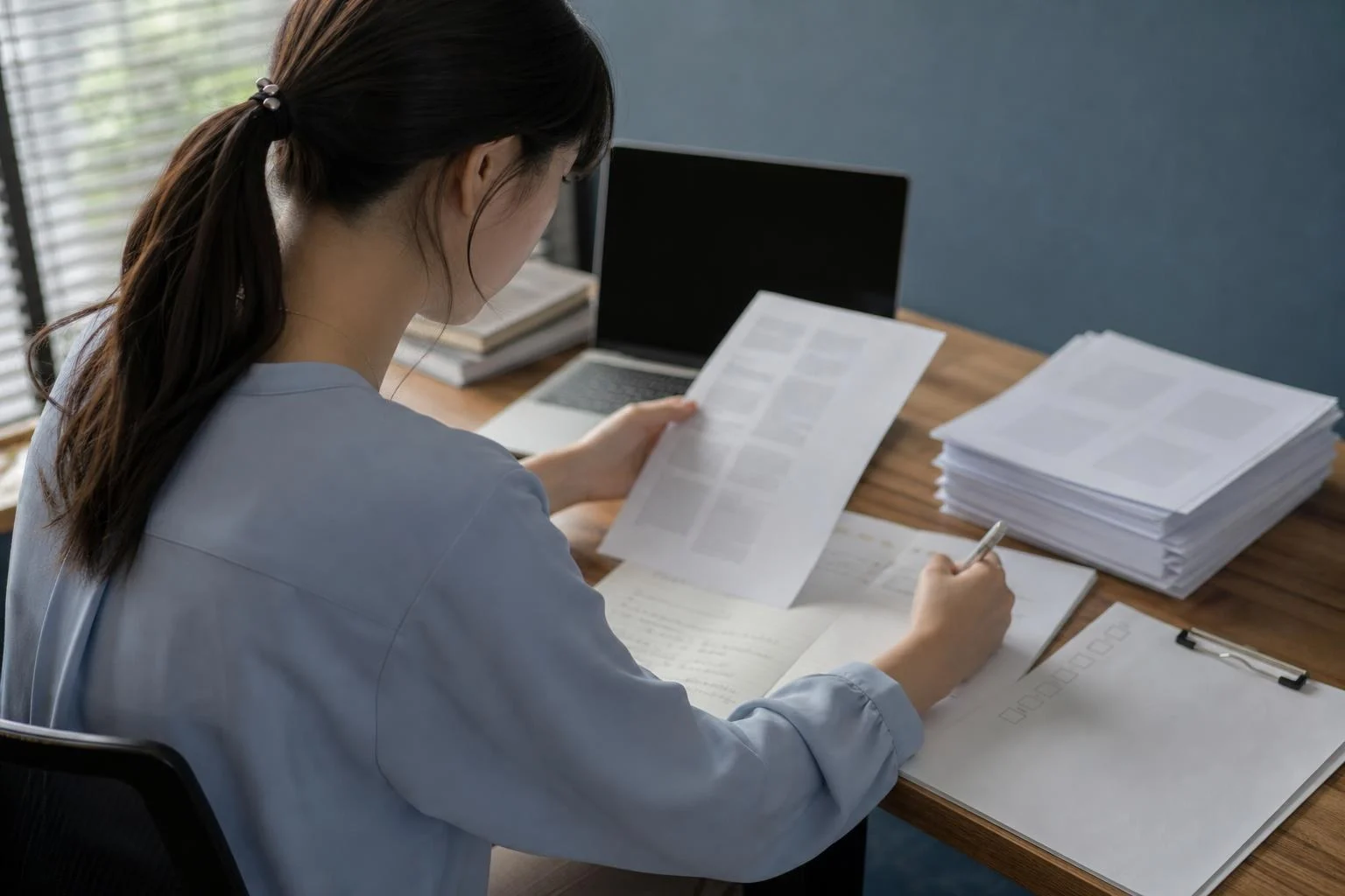 AI記事の下書きと資料を照合して編集する担当者