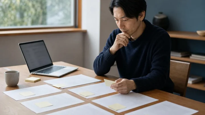 AI記事の検索意図を整理する編集者の作業風景