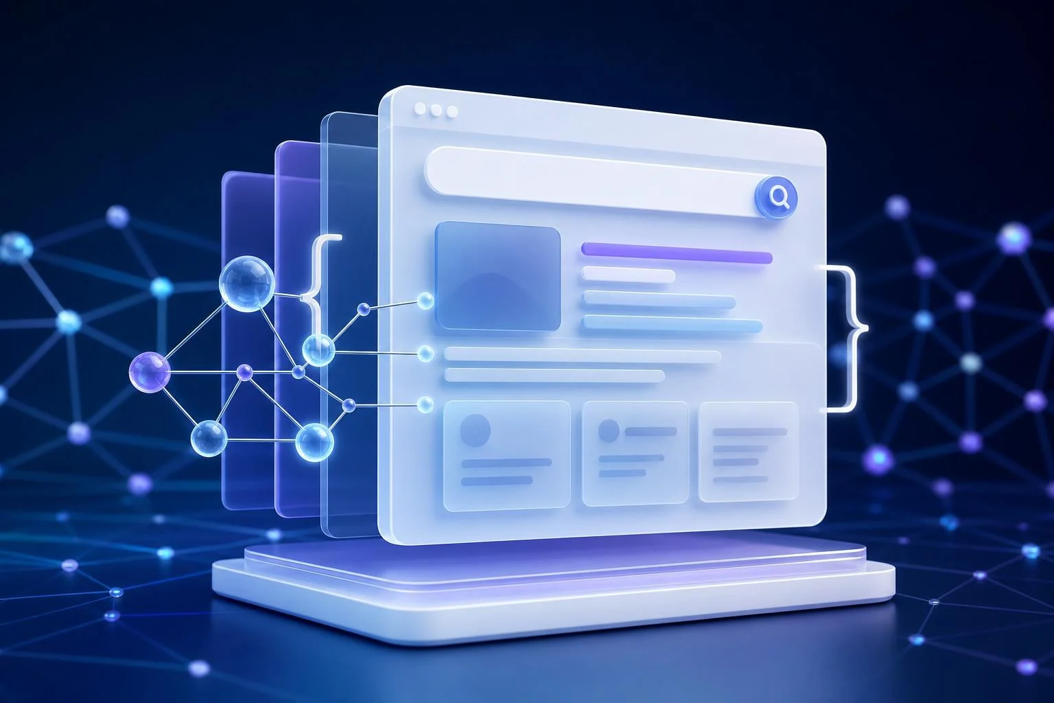 AI検索と構造化データの関係を表現した、Webページとデータ接続のイメージ