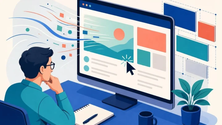Core Web Vitalsの表示速度、操作応答性、レイアウト安定性をイメージしたイラスト