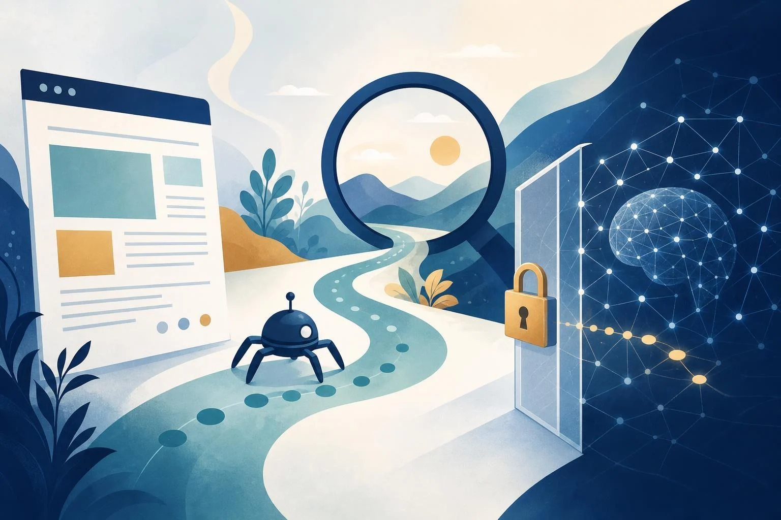 Google検索用クローラーと生成AI利用の制御を分けて表現したイラスト