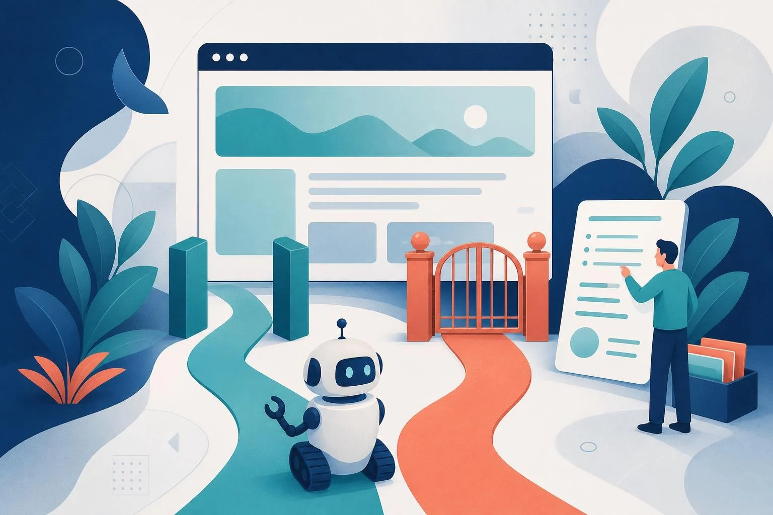OAI-SearchBotのrobots.txtによる許可・拒否設定を表したイラスト